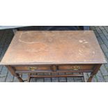 A hall table with two drawers to the front. 76cm h x 91 w x 47d.
