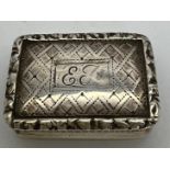 Silver vinaigrette with pierced silver gilt grill and original sponge, Birmingham, maker Nathaniel