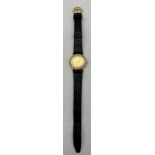 A vintage Raymond Veil ladies wristwatch in 18 carat gold plate on original strap.