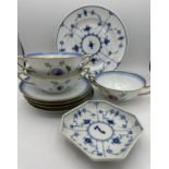 Royal Copenhagen to include a plate 22.5cm , 3 x soup bowls with 4 stands and a shallow dish.