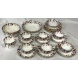 A Royal Crown Derby part tea service decorated in blue and red flowers to include 6x cups, 8x