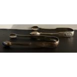 Two Newcastle silver sugar bows, one probably John Walton 1817 and a bright cut pair by Thomas