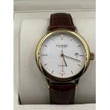 A boxed Christopher Ward C5 GWK gentleman's date wristwatch on brown leather strap and skeleton
