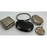 Miscellaneous lot to include white metal box with Dutch silver marks, 19thC pressed tortoiseshell