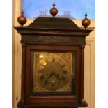 An 8 day oak longcase clock by John Hall of Beverley with brass face. 220 h x 43 w x 28cm d.