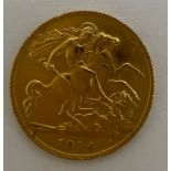 A 1914 half sovereign.