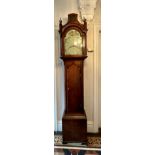 An oak 8 day longcase clock with painted face by C.W. Holborn, South Cave. 220 h x 47cm w.