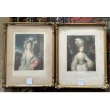 A pair of Mezzotint prints by M. Thorne depicting Mrs Carnac and The Hon. Mrs. Graham. 22 x 17cm.
