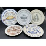 Five ceramic Denby pie plates to include Denby Dale Pie in Aid of the Huddersfield Royal