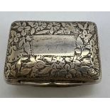 Silver vinaigrette with floral engraving, pierced silver gilt grill and vacant cartouche