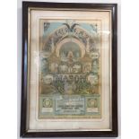 A framed poster advertising The bricklayers and Masons international union of America.