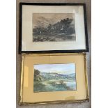 Two framed pictures of Tintern Abbey one watercolour by M. Crouse in gilt frame 24 x 35cm the