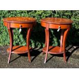 Two Multi-York mahogany side tables each with single drawer 37 x 54 x 66cm h