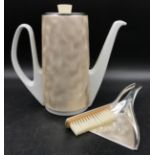 A WMF dustpan and brush along with a coffee pot marked to base Bauscher Weiden in the same design