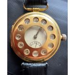 A WW I Officers watch with Circular trench style hinged case with telephone dial. Case serial