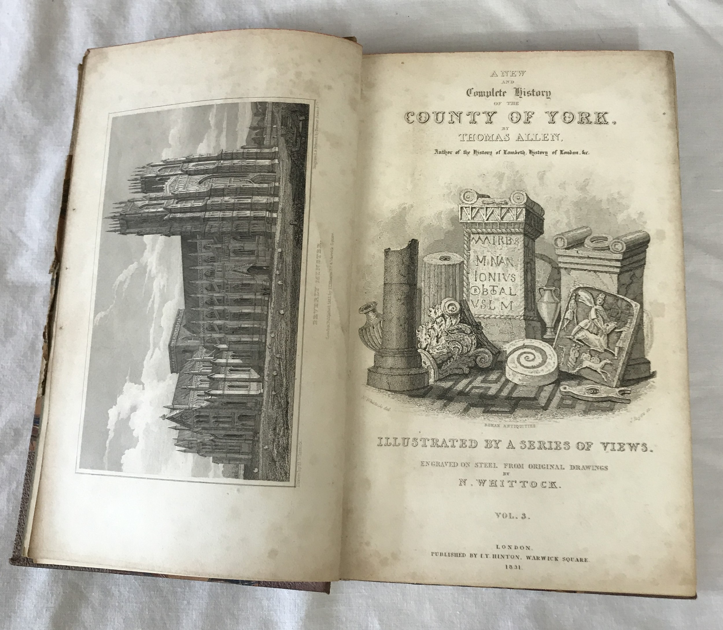 Allen, Thomas – A New and Complete History of the County of York. Vol 3 only. Complete with some - Image 3 of 9