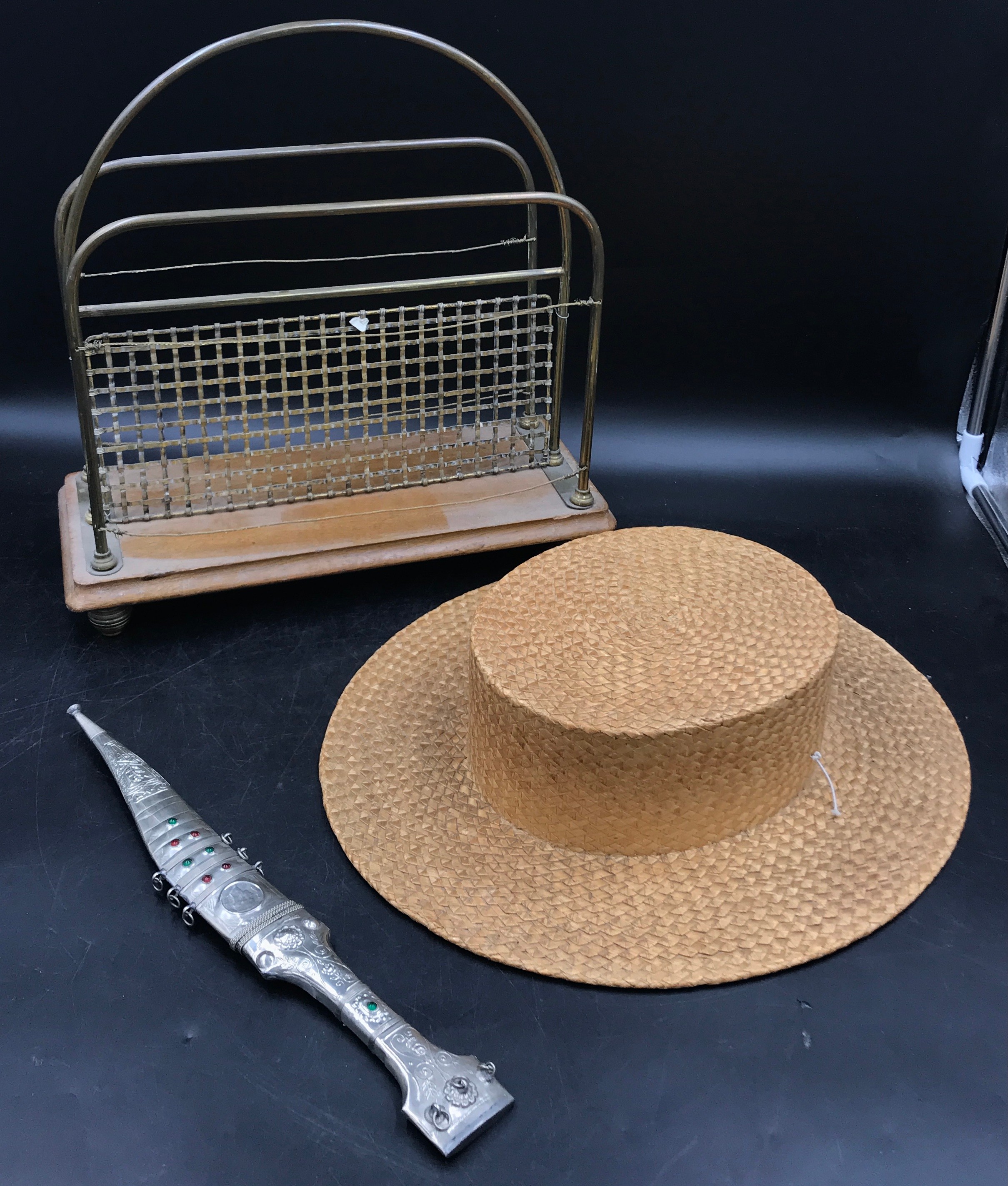 A vintage 1930's Ridgmont straw school hat "The Harrogate" from Monmouth Girls School along with a