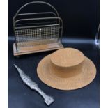 A vintage 1930's Ridgmont straw school hat "The Harrogate" from Monmouth Girls School along with a