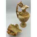 Two pieces of Royal Worcester to include a jug with fern decoration 29cm h and a floral painted