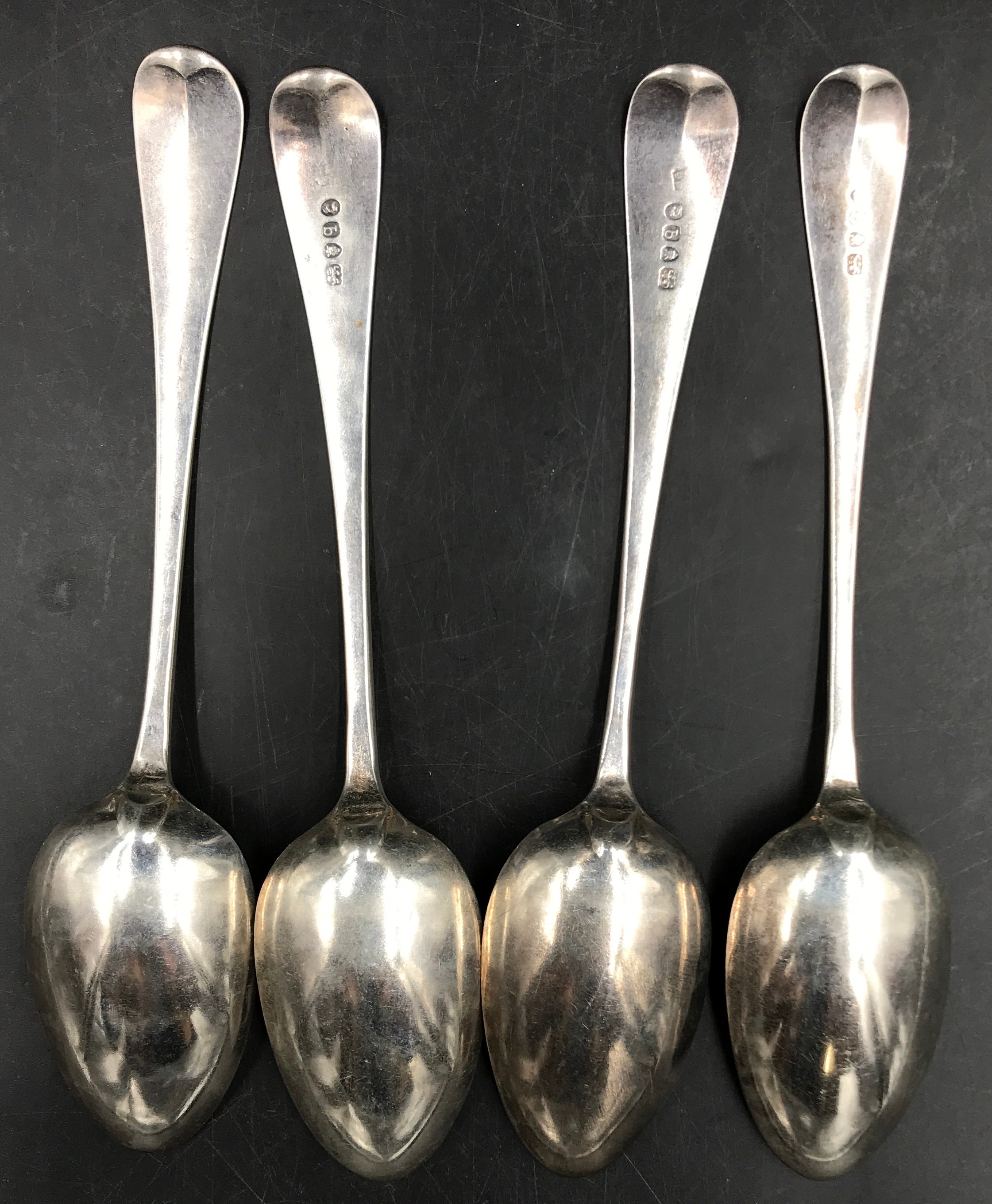 Four silver tablespoons London 1791, maker probably George Smith & William Fern, 231gms. - Image 2 of 3