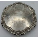 Silver salver Sheffield 1897, maker Martin Hall and co. Weight 350gm, 20cm d.