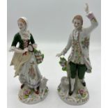 A pair of Sitzendorf figures of shepherds. 16cm h.