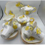 A Shelley Regency shape Art Deco tea service comprising teapot, coffee pot, milk jug, sugar basin,