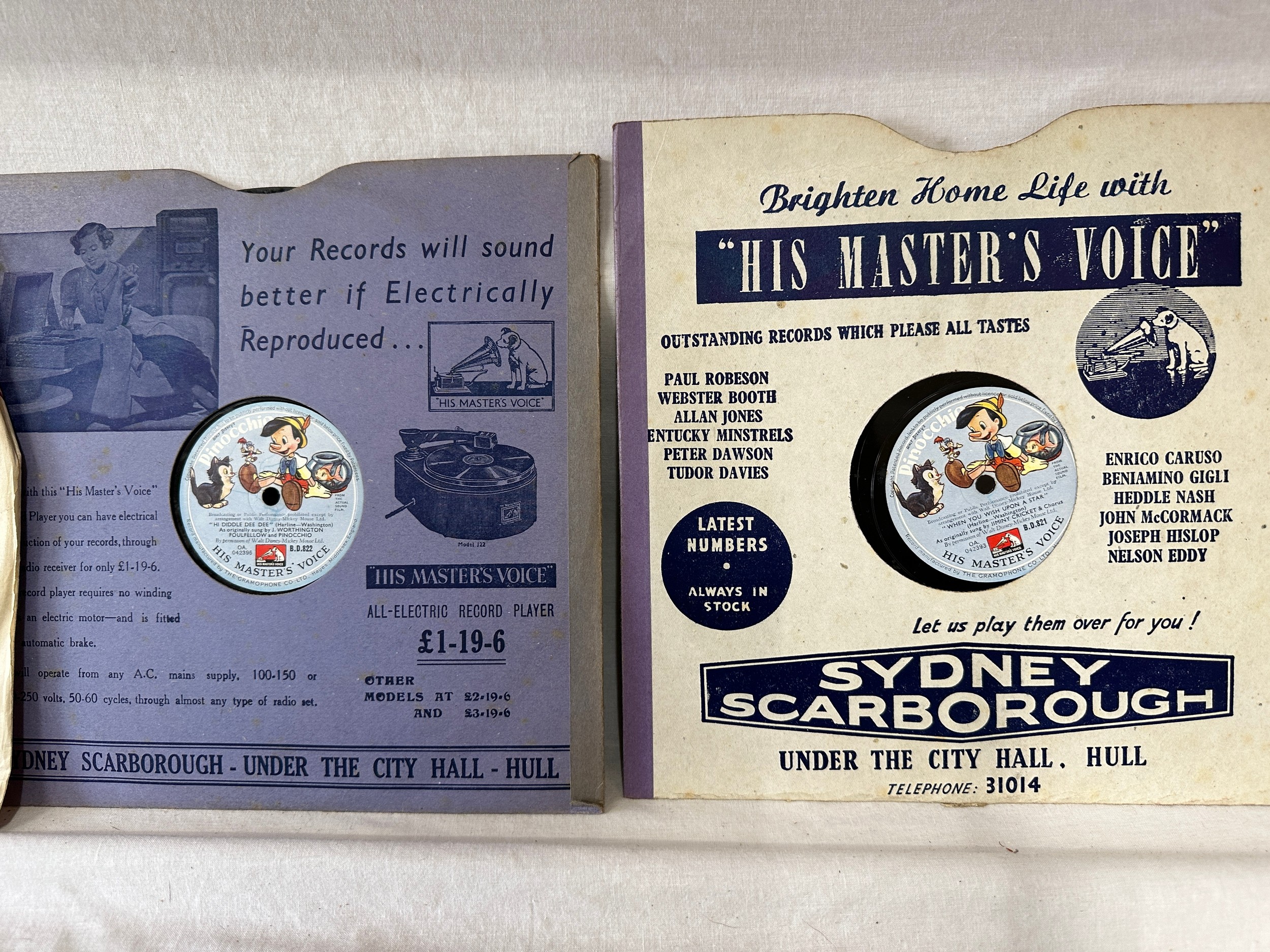 A collection of Disney 'His Master's Voice' records to include 3x Snow White, 3x Pinocchio and one - Image 4 of 5