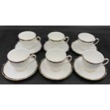 Wedgwood Royal Lapis pattern tea ware items to include 6 cups and 6 saucers.