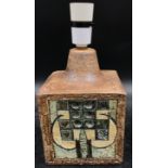 A Troika pottery table lamp by Alison Brigden initialled Cornwall A B to base moulded with geometric