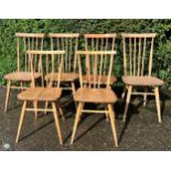 Six Ercol dining chairs, 4 + 2, 94cm h x 4, 80cm h x 2.
