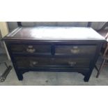 An 18thC/ 19thC oak chest of 2 short over 1 long drawer 134w x 90d x 85cm h.