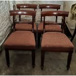 Four 19thC mahogany bar back dining chairs.