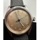 A vintage Tudor Oyster Prince stainless steel cased wristwatch, Rolex crown, Back of case marked