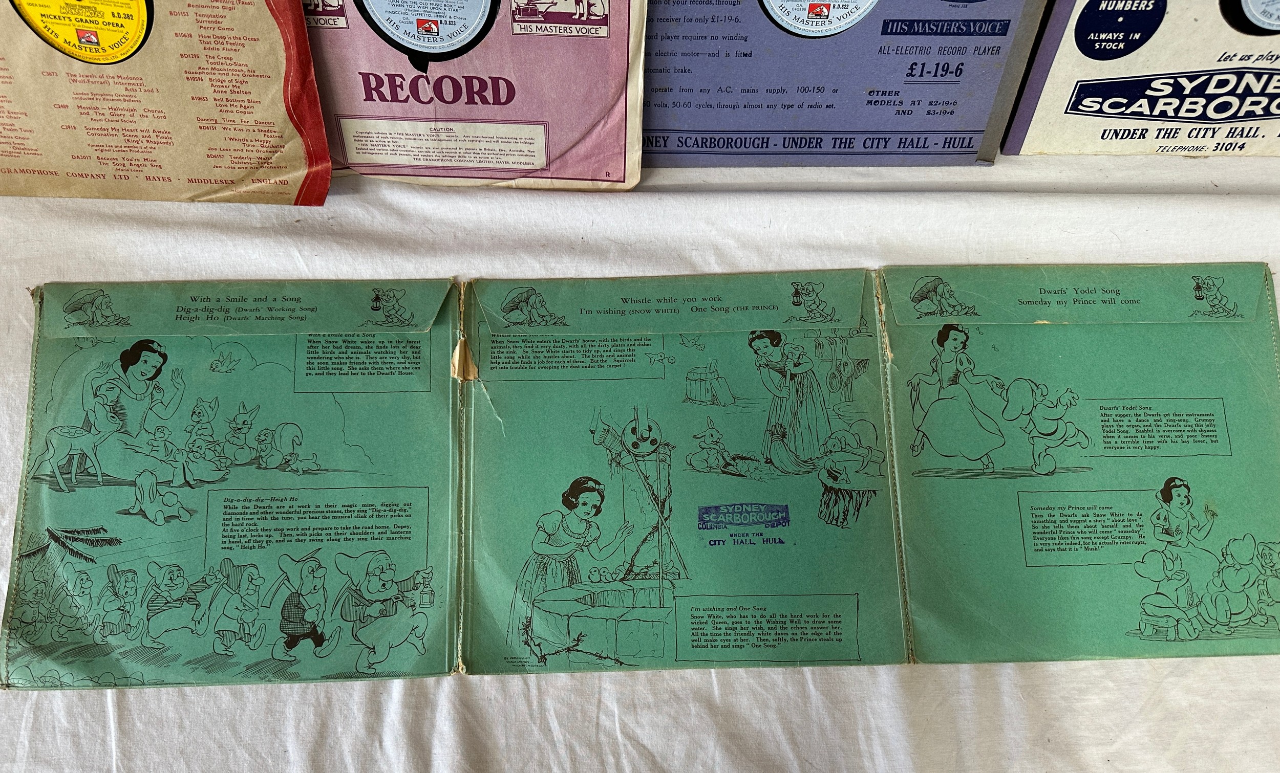 A collection of Disney 'His Master's Voice' records to include 3x Snow White, 3x Pinocchio and one - Image 2 of 5
