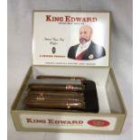 Leather cigar case along with a King Edward box containing 10 King Edward cigars and one Alvaco