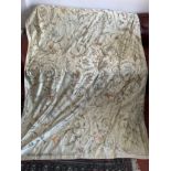 A large good quality Chinese silk embroidered panel with orange silk lining. Approx. 218 x 308cm.