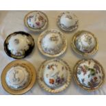 Eight various 19th and early 20thC porcelain muffin dishes to include continental.