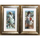 Sherree Valentine Daines (contemporary, b1959), a pair of hand enhanced canvas prints, limited