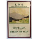 A LMS Connemara "Ireland this year" framed travel advertising board by Paul Henry, printed in Englan