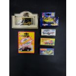 A collection of boxed toy cars to include Matchbox Rescue Hovercraft superfast and Freeway gas