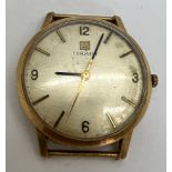 A 9 carat gold Tissot gentleman’s wristwatch. Does not wind. Inscription to back of case.