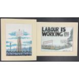 Two original comedic drawings by Martin Rowson to include 'International Maypoles Inc.' and '