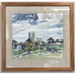 A framed watercolour of Beverley Minster signed Armstrong lower right. Image size 36 x 41cm.