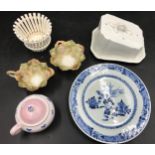 A collection of mixed ceramics to include a matching tea cup and sugar bowl marked Poland China R.