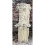 A two piece Tadcaster stone pinnacle from Beverley Minster dating from the 1300’s. 130cm h x 50cm w.
