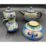 Four pieces of vintage ceramics marked to base ‘ Damascus’, to include teapot, lidded sucrier, jug