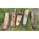 Five various oak cut offs dating from the 17thC to the 11thC, originally from the knave of