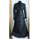 A reproduction Victorian black lace skirt and jacket (label "Drac in a Box") small approx size 10