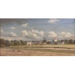 A panoramic view of Beverley from the Hurn. George Dickinson, signed and dated 1986. 26 x 50cm.